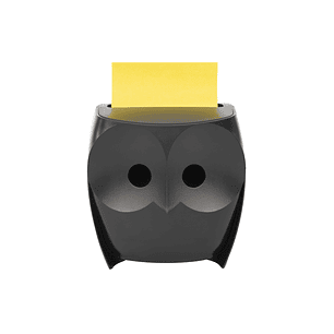 Post-It Super Sticky Dispensador con 2 Blocs de 45 Z-Notas - Forma de Buho - Forma - Color Negro