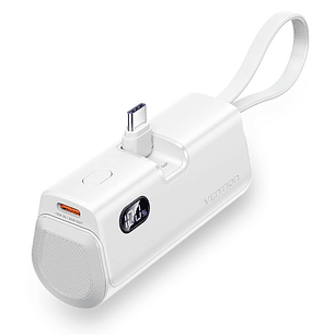 Vention PowerBank 4800mAh - USB-C - Carga Rapida 22.5W - Conector Plegable - Color Blanco