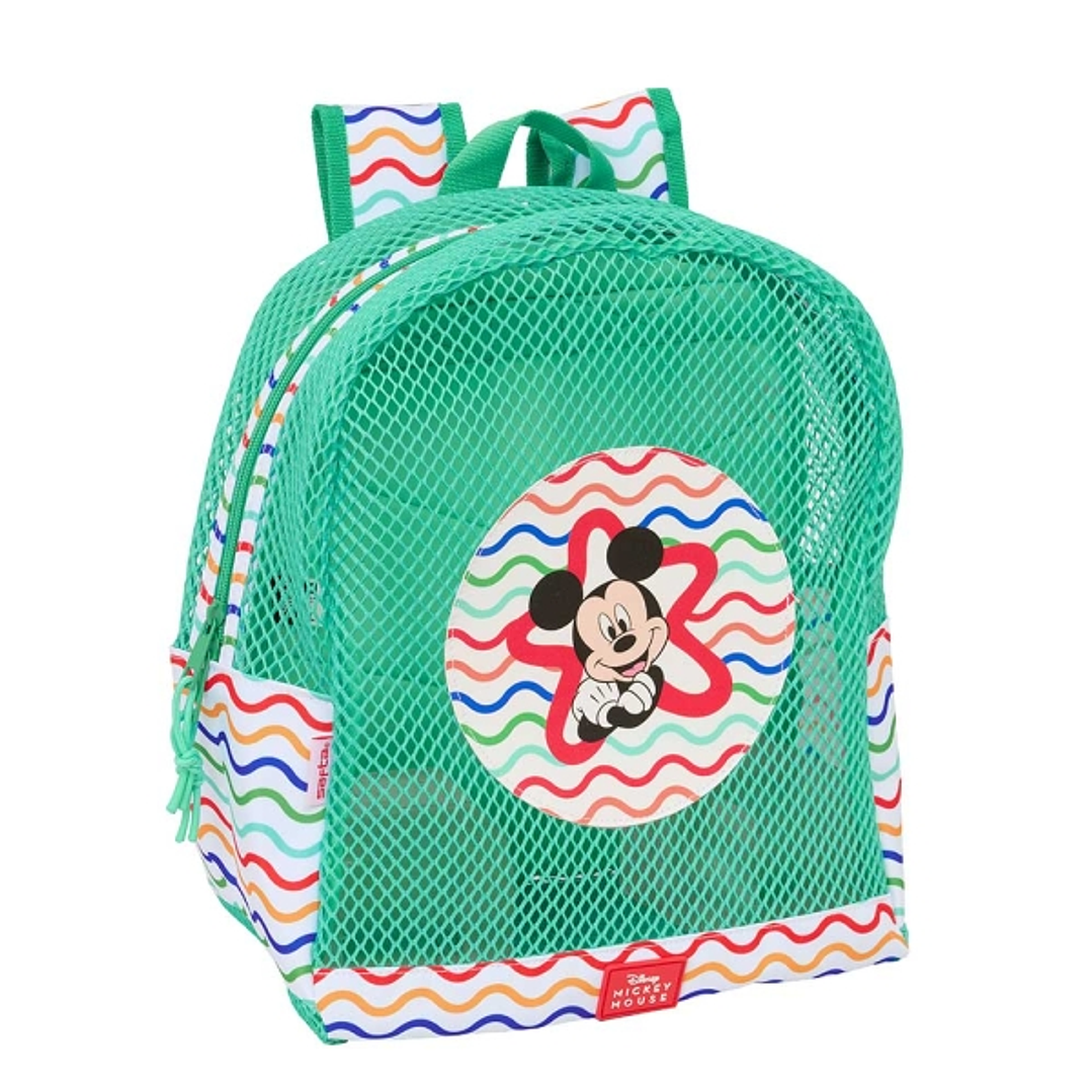 Safta Mickey Mouse Mochila - Rejilla Anti-Arena - Doble Tirador - Hombreras Acolchadas - Asa Superior - 13.15L - 320x120x380mm - Color Verde 1