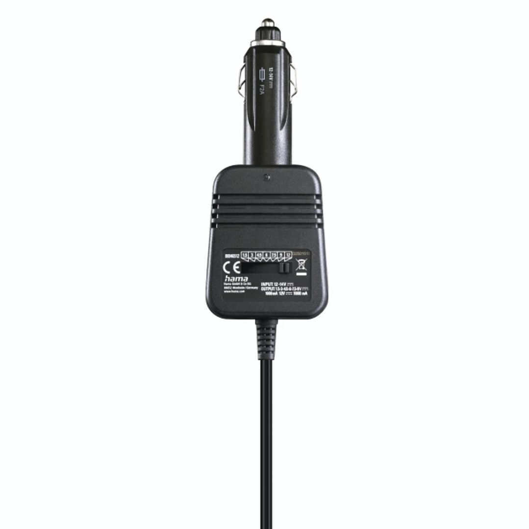 Hama Fuente de Alimentacion para Coche 12W - Pantalla LED - Indicador LED - Voltaje Variable - Color Negro 1