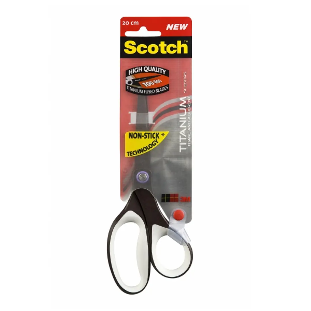 Scotch Tijeras de Titanio 20cm - Antiadherentes - Mango Ergonomico Tacto Suave - Color Blanco/Negro 1