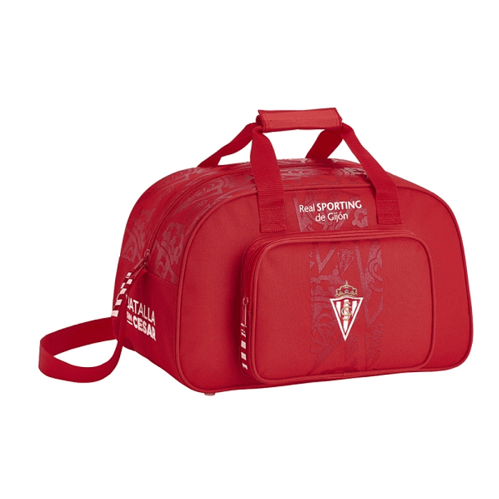 Safta Real Sporting de Gijon Corporativa Bolsa de Deporte - Bolsillo Frontal - Bandolera Ajustable - Tirador Doble - Tacos Protectores - Fondo Extraib 1