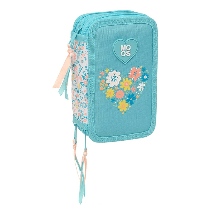 Safta Moos Fiori Plumier de 3 Pisos - 37 Piezas - 1.3L - Goma - Lapiz - Boligrafos - Sacapuntas - Reglas - 16 Colores - 14 Rotuladores - 125x55x195mm  1