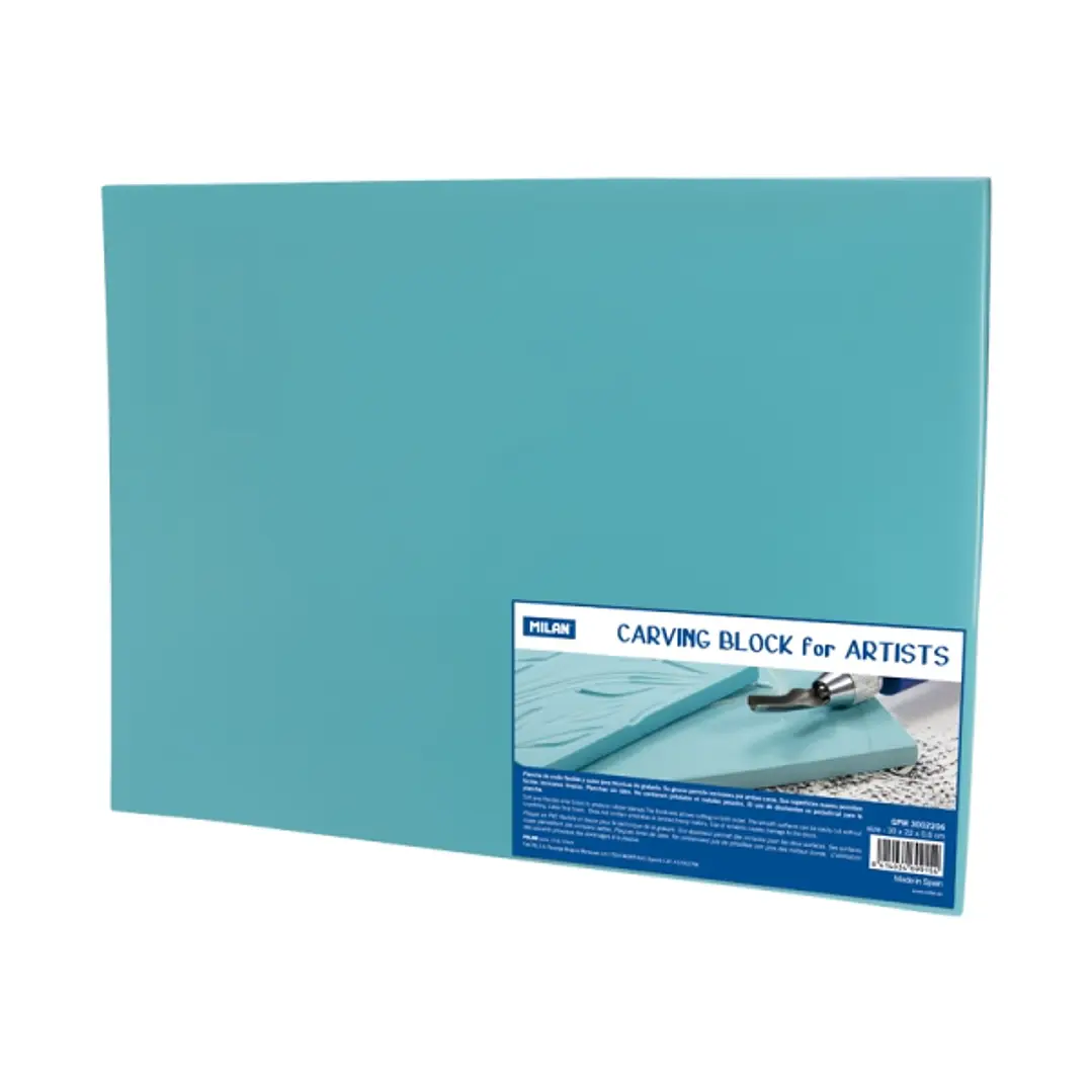 Milan Carving Block Plancha de Grabado - Vinilo Flexible - Formato XL - 30x22x0.6cm - Color Azul 1