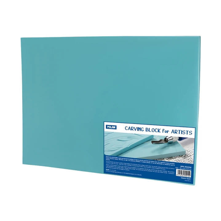 Milan Carving Block Plancha de Grabado - Vinilo Flexible - Formato XL - 30x22x0.6cm - Color Azul 1