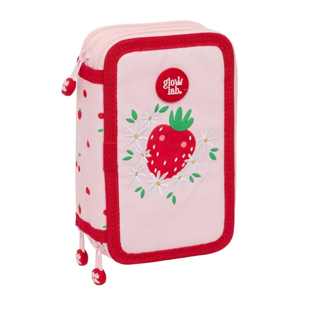 Safta Glowlab Frutitas Plumier de 3 Pisos - 37 Piezas - 1.3L - Goma - Lapiz - Boligrafos - Sacapuntas - Reglas - 16 Colores - 14 Rotuladores - 125x55x 1