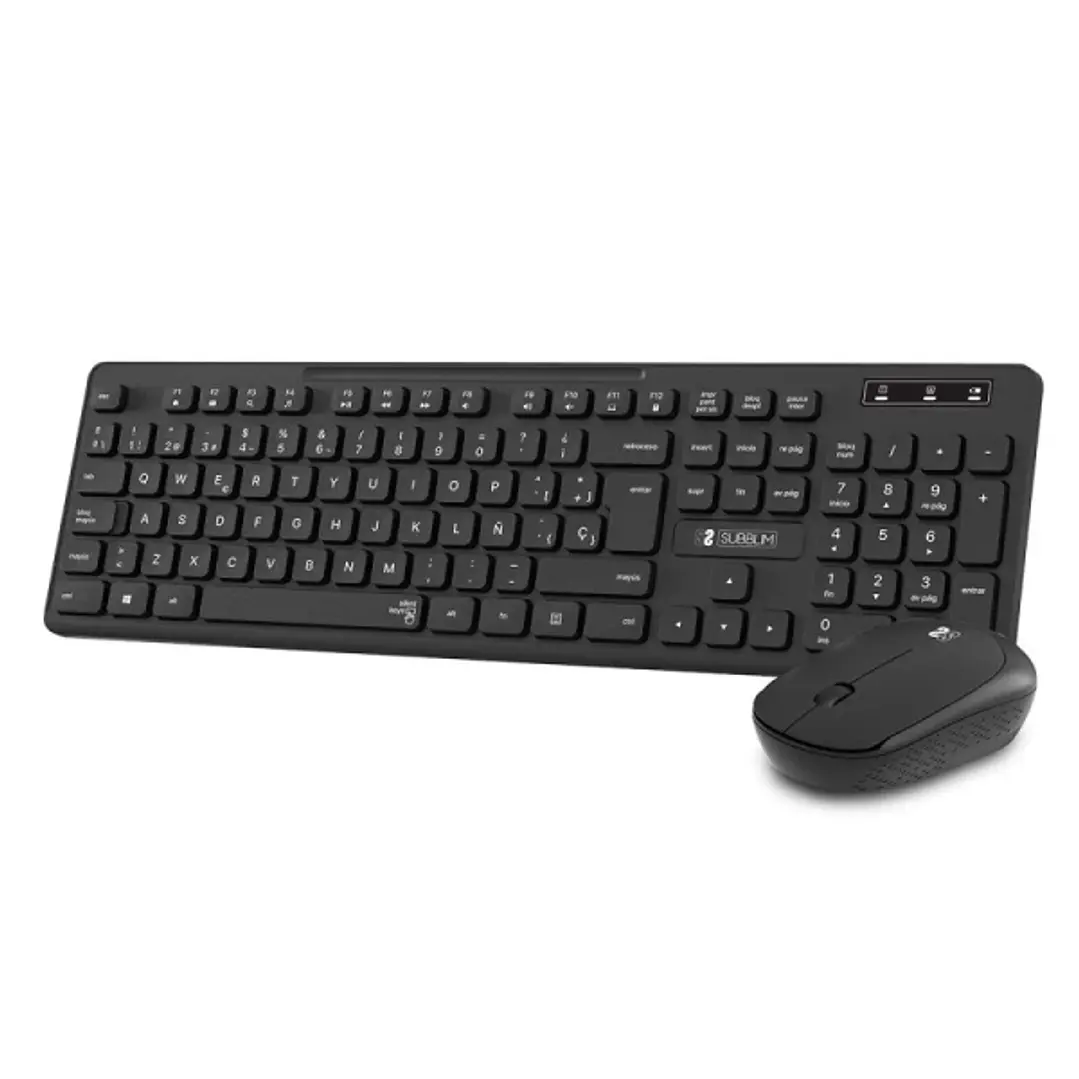Subblim Combo Business Slim Silencioso Inalambrico 2.4G - Teclado y Raton Ergonomicos - Conexion Plug & Play - Resistente a Derrames - Pulsaciones Sil 1