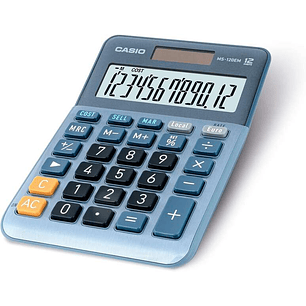Casio MS-120EM Calculadora de Sobremesa Pequeña - Pantalla LCD de 12 Digitos - Alimentacion Solar y Pilas - Color Azul