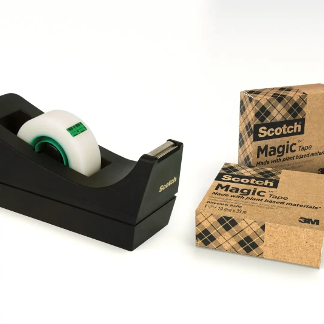 Scotch Dispensador de Cinta Adhesiva - para Cintas de hasta 19mm x 33m - 66% Adhesivo Vegetal - Incluye 3 Cintas Adhesivas - Color Negro 1