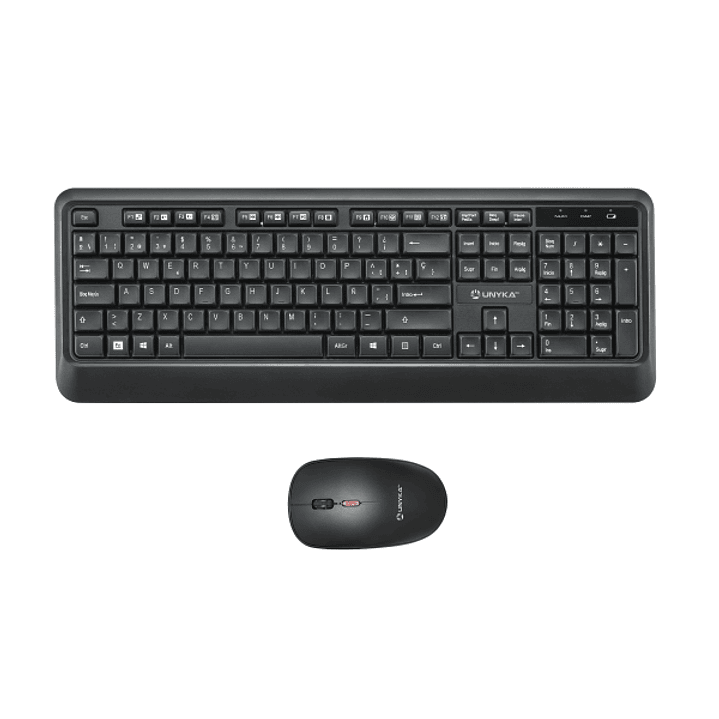 Unykach UK39 Pack de Teclado Inalambrico Compacto + Raton Inalambrico 1600dpi, 3 Botones, Uso Ambidiestro - Color Negro 1