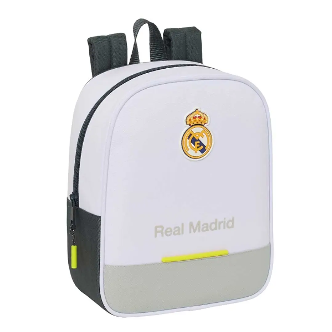 Safta Real Madrid Mochila Guarderia de 6L - Adaptable a Carro - Tarjeta de Identificacion Personal - Cierre de Cremallera - 22x27x10cm - Color Blanco  1