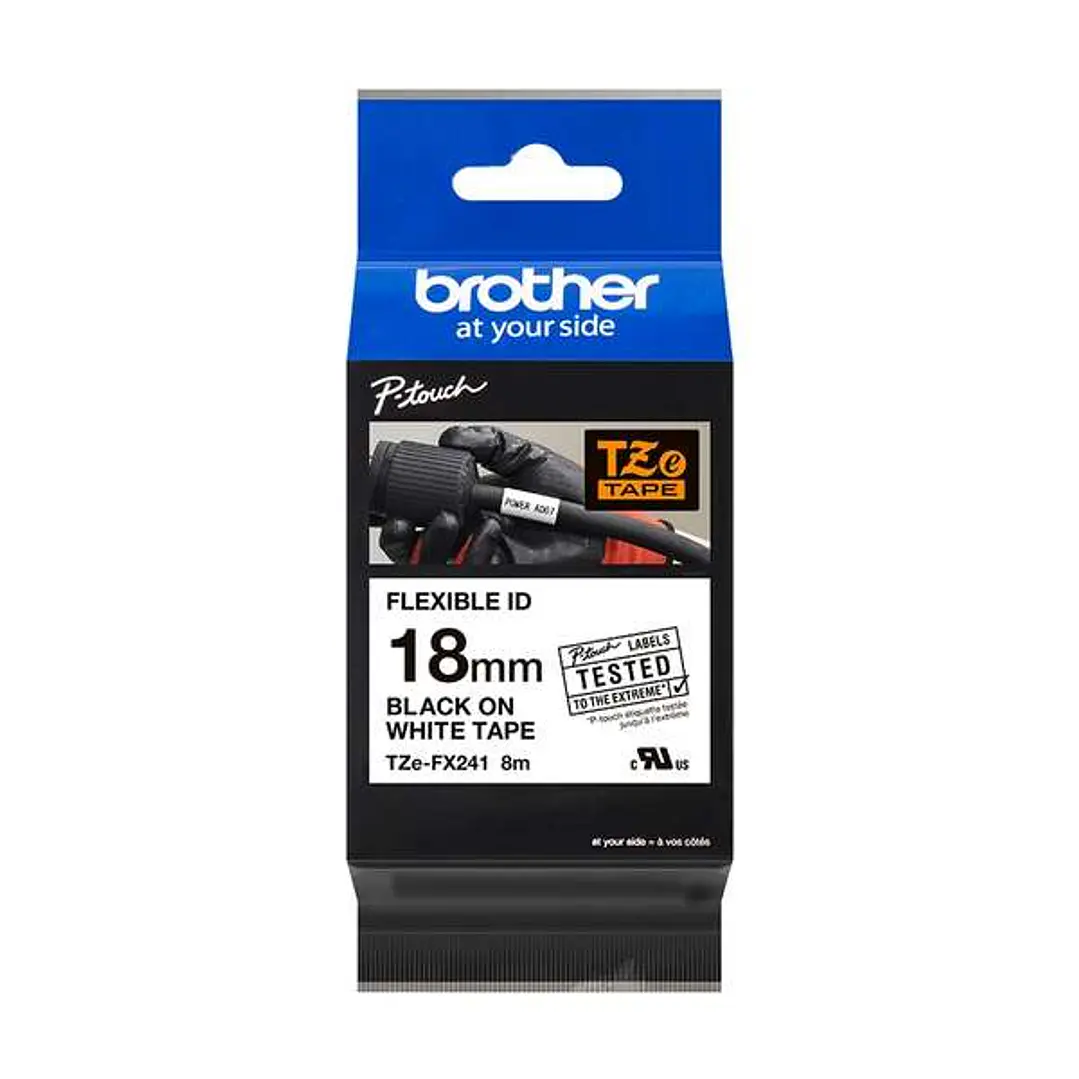 Brother TZeFX241 Cinta Laminada Flexible Original de Etiquetas - Texto negro sobre fondo blanco - Ancho 18mm x 8 metros 1