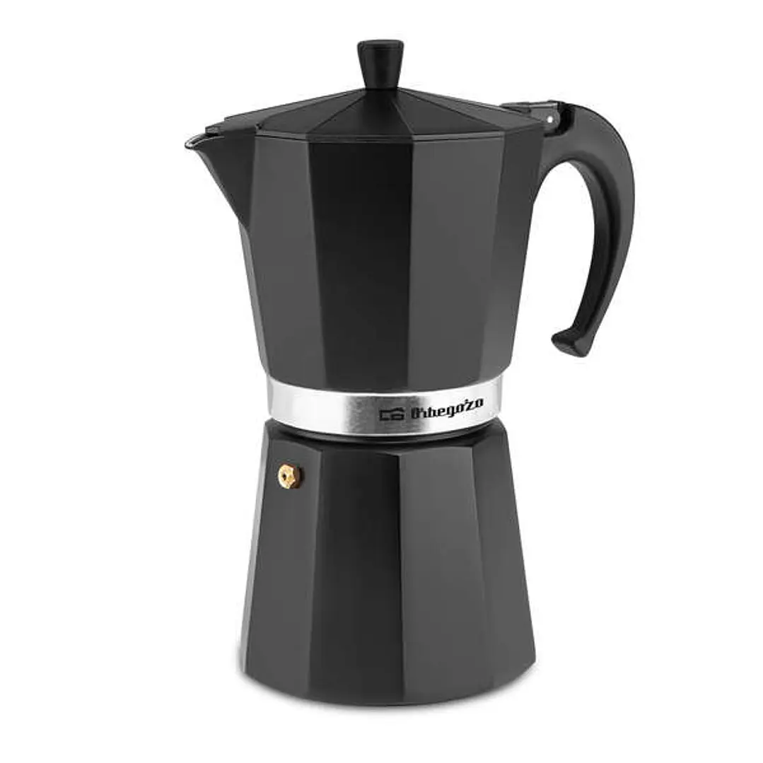 Orbegozo KFN 1210 Cafetera de Aluminio Negra - Capacidad para 12 Tazas - Mango Ergonomico - Valvula de Seguridad - Facil de Limpiar - Diseño Atractivo 1