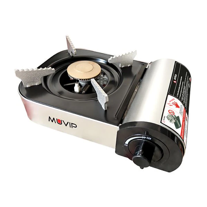 Muvip Serie Small Cocina de Gas Portatil 1 Fuego  - Encendido Automatico - Quemador de Aluminio y Cobre - Valvula Doble Sellado - Maleta de Transporte 1