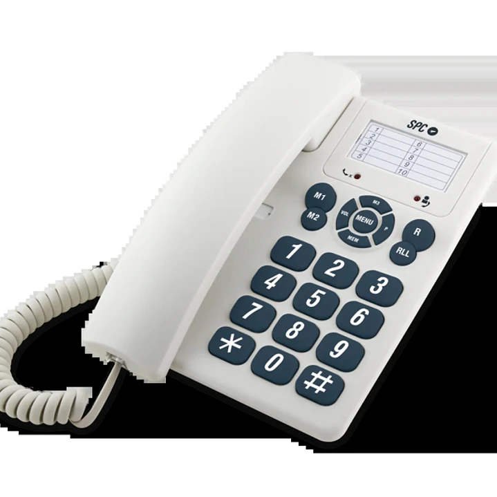 SPC Original Telefono Fijo Teclas Extragrandes - Diferentes Niveles de Timbre - 3 Memorias Directas - Para Mesa y Pared - Color Blanco 1