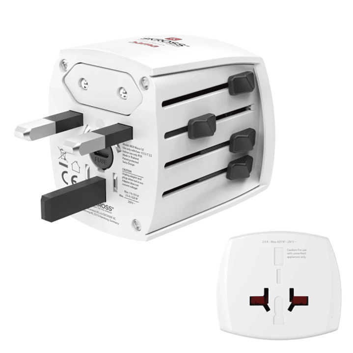 Hama Adaptador de Viaje Universal - Potencia hasta 625W - Voltaje 100-250V - Color Blanco 1