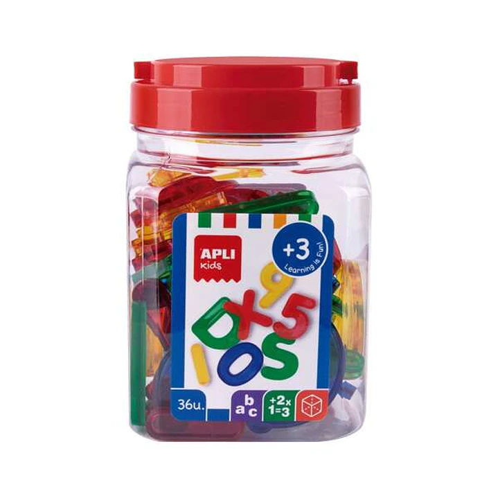 Apli Pack de 36 Letras y Numeros Transparentes - Tamaño 50 mm - Colores Surtidos 1