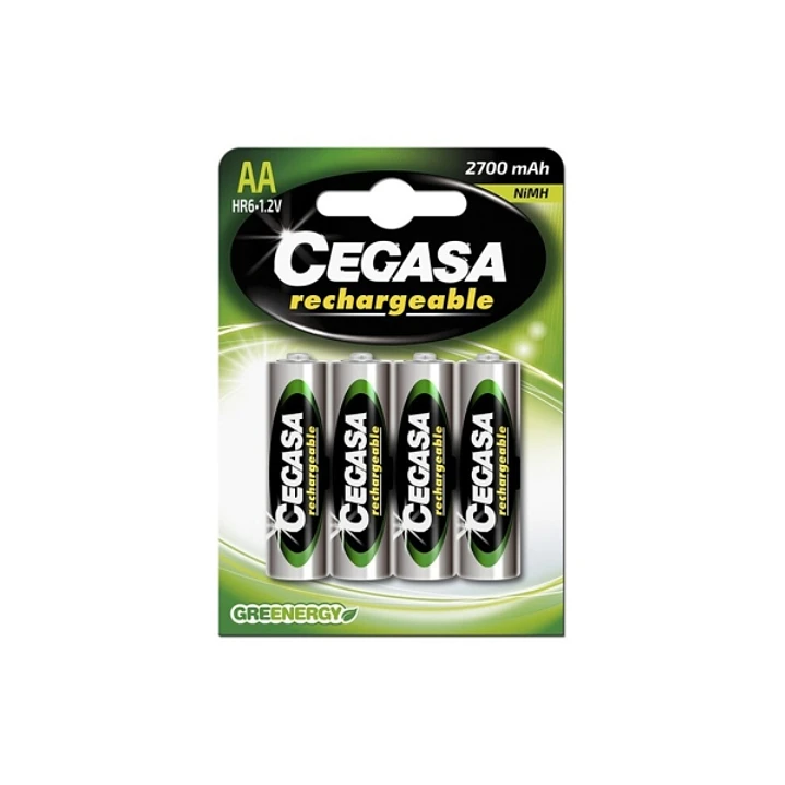 Cegasa Rechargeable Pack de 4 Pilas Recargables AA HR6 2700mAh 1