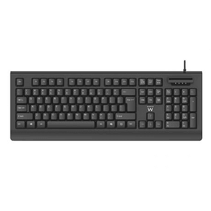 Ewent EW3286 Teclado USB con Lector Inteligente de Tipo PC/SC 2.0 como DNIe o Tarjeta Sanitaria Española - Idioma Español - Color Negro
