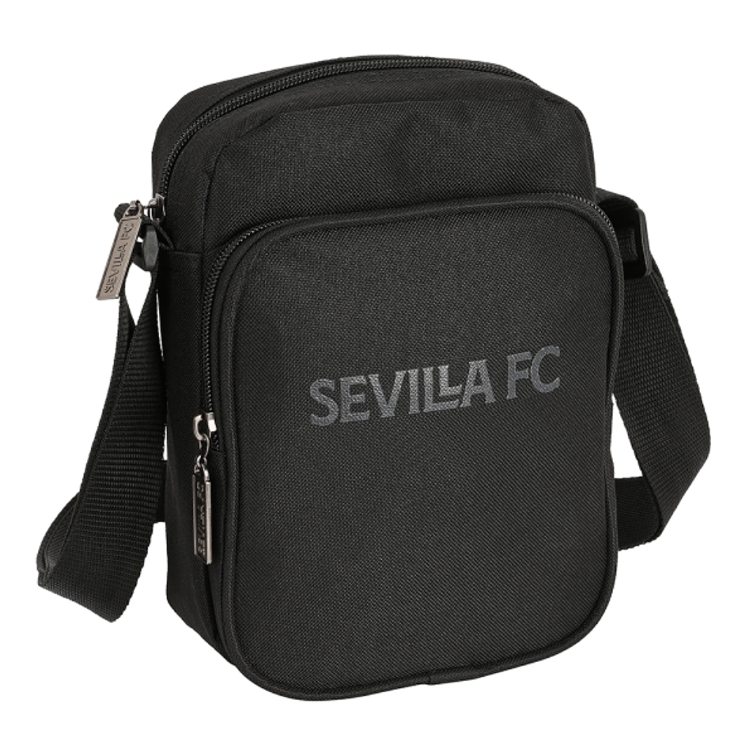 Safta Sevilla FC Teen Bandolera - Cremallera - Bolsillo Frontal - Bandolera Ajustable - Compartimento Trasero con Velcro - 2L - 160x60x220mm - Color N 1