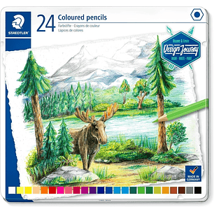 Staedtler 146C Caja Metalica con 24 Lapices de Colores - Mina Suave - Colores Surtidos