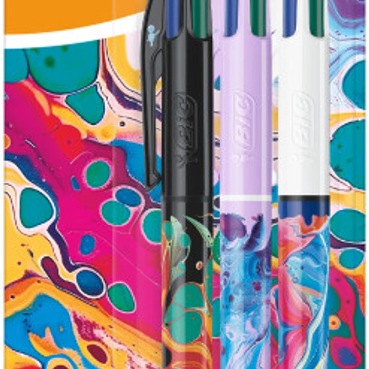 Bic 4 Colours Decors Hydro Pack de 3 Boligrafos de Bola Retractil - Punta Media de 1.0mm - Tinta con Base de Aceite - 4 Colores 1