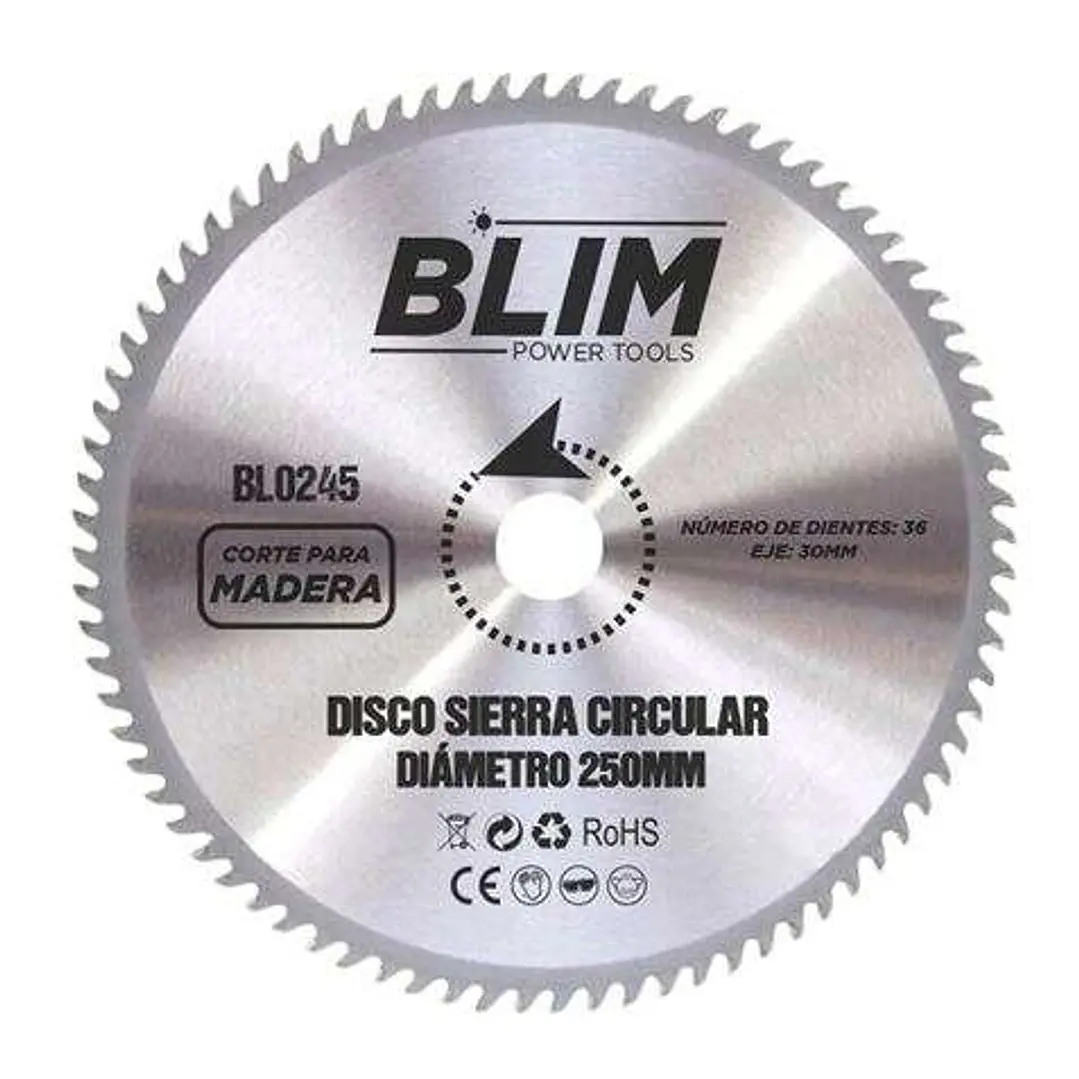 Blim Disco Corte de Madera para Sierra 250mm - 36 Dientes con Recubrimiento en Carburo de Tungsteno 1