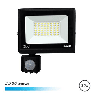 Elbat Serie Slim Foco LED 30W con Sensor de Movimiento -  2700 Lumenes - 6500K Luz Fria - IP44