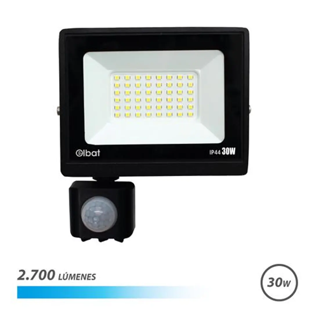 Elbat Serie Slim Foco LED 30W con Sensor de Movimiento -  2700 Lumenes - 6500K Luz Fria - IP44 1