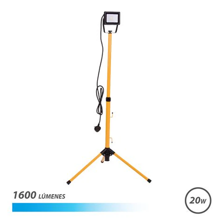 Elbat Foco LED con Tripode 20W - 1600 Lumenes - 6500K Luz Fria - Cable de 3m - IP65 para Uso en Exterior 1