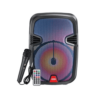XO F51 Altavoz Karaoke - Bluetooth 5.0 - 10W - Funcion TWS - Iluminacion RGB - Microfono con Cable - Mando a Distancia - Color Negro