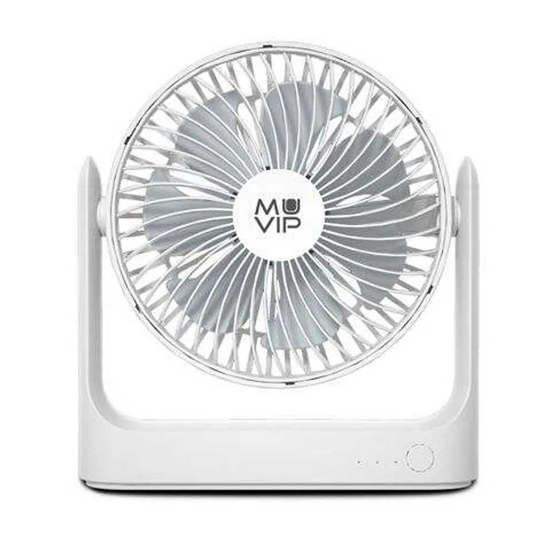 Muvip Ventilador de Sobremesa Portatil 5.5W 18cm de Diametro - 3 Velocidades - Angulo Ajustable hasta 360º - Autonomia hasta 15h - Color Blanco 1