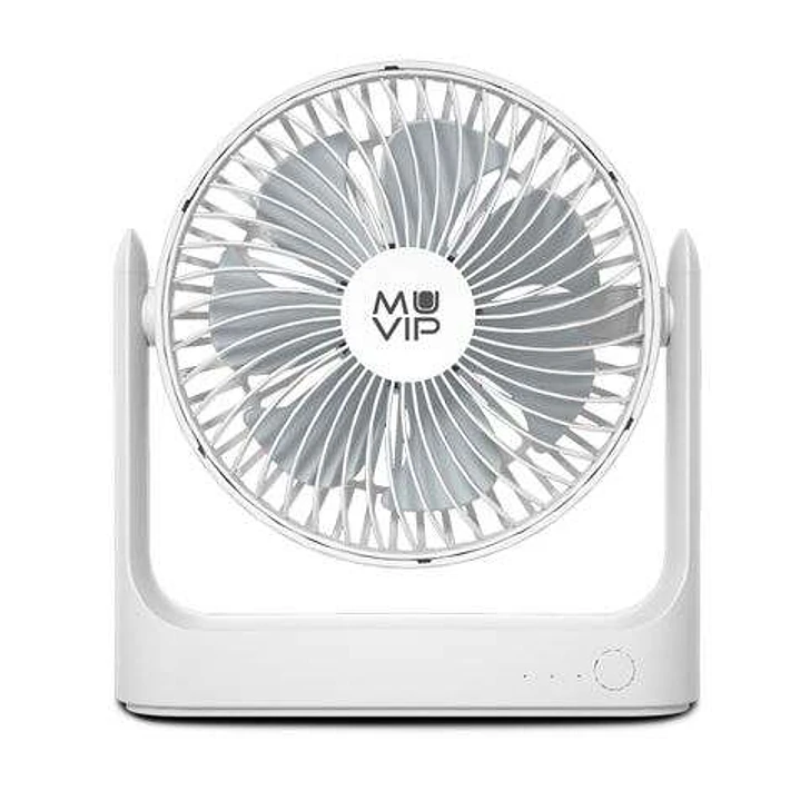 Muvip Ventilador de Sobremesa Portatil 5.5W 18cm de Diametro - 3 Velocidades - Angulo Ajustable hasta 360º - Autonomia hasta 15h - Color Blanco 1