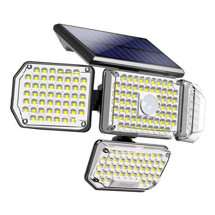Elbat Foco Solar Cuadruple con Sensor LED 430lm - Sensor de Movimiento de 3 - 5m - Panel Solar Integrado 5.5V, 1.5W - Bateria 3.7V, 1200mAh - Angulo I 1