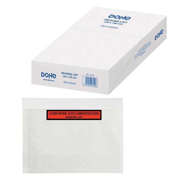 Dohe Caja de 250 Sobres Autoadhesivos para Envio de Documentos 240x180mm - Packing List Especial Envios 1