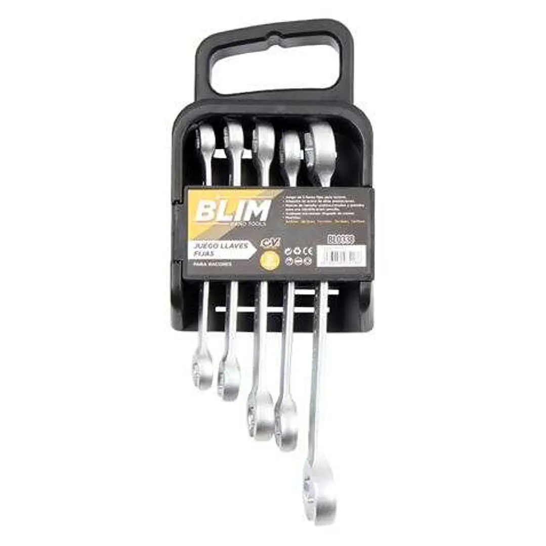 Blim Juego de 5 Llaves Fijas para Racores - Aleacion de Acero de Altas Prestaciones - Marcas de Tamaño Unidireccionales y Grandes - Acabado Micromate  1
