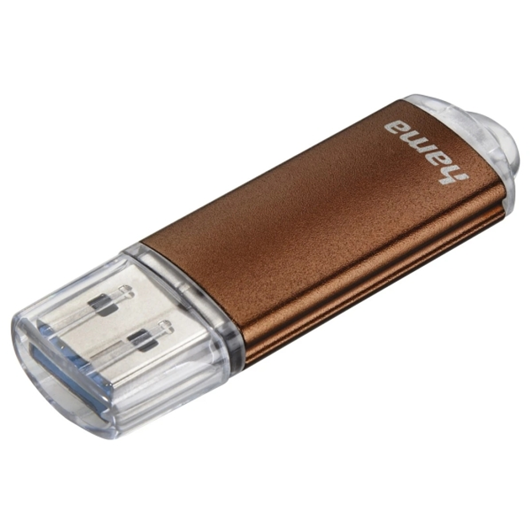 Hama Laeta Memoria Pendrive USB 3.0 con Tapa - 256GB de Capacidad - 90Mb/s de Transferencia - Cuerpo Metalico - Color Marron 1