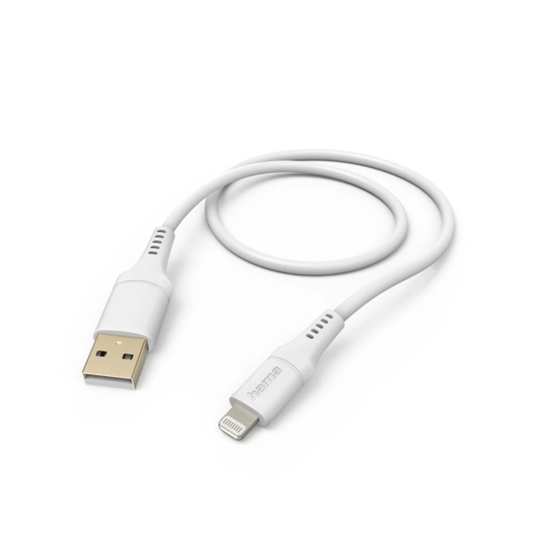 Hama Cable de Carga - USB-A Macho - Lightning Macho - Longitud 1.5m - Silicona - Velocidad hasta 480Mbps - Color Blanco 1