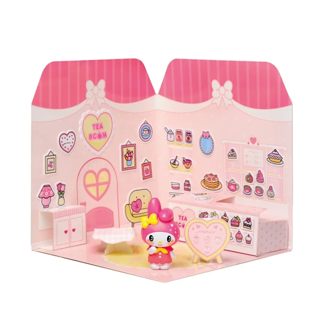 Comansi Sticker House My Melody Tea Room - Incluye Figura - Stickers Lavables -  Escenario Adorable - Juego Creativo 1