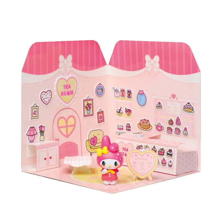 Comansi Sticker House My Melody Tea Room - Incluye Figura - Stickers Lavables -  Escenario Adorable - Juego Creativo 1
