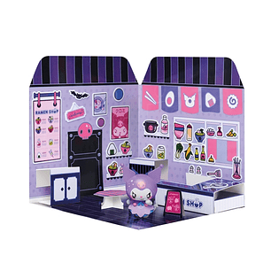 Comansi Sticker House Kuromi Ramen Shop - Incluye Figura - Stickers Lavables -  Escenario Adorable - Juego Creativo