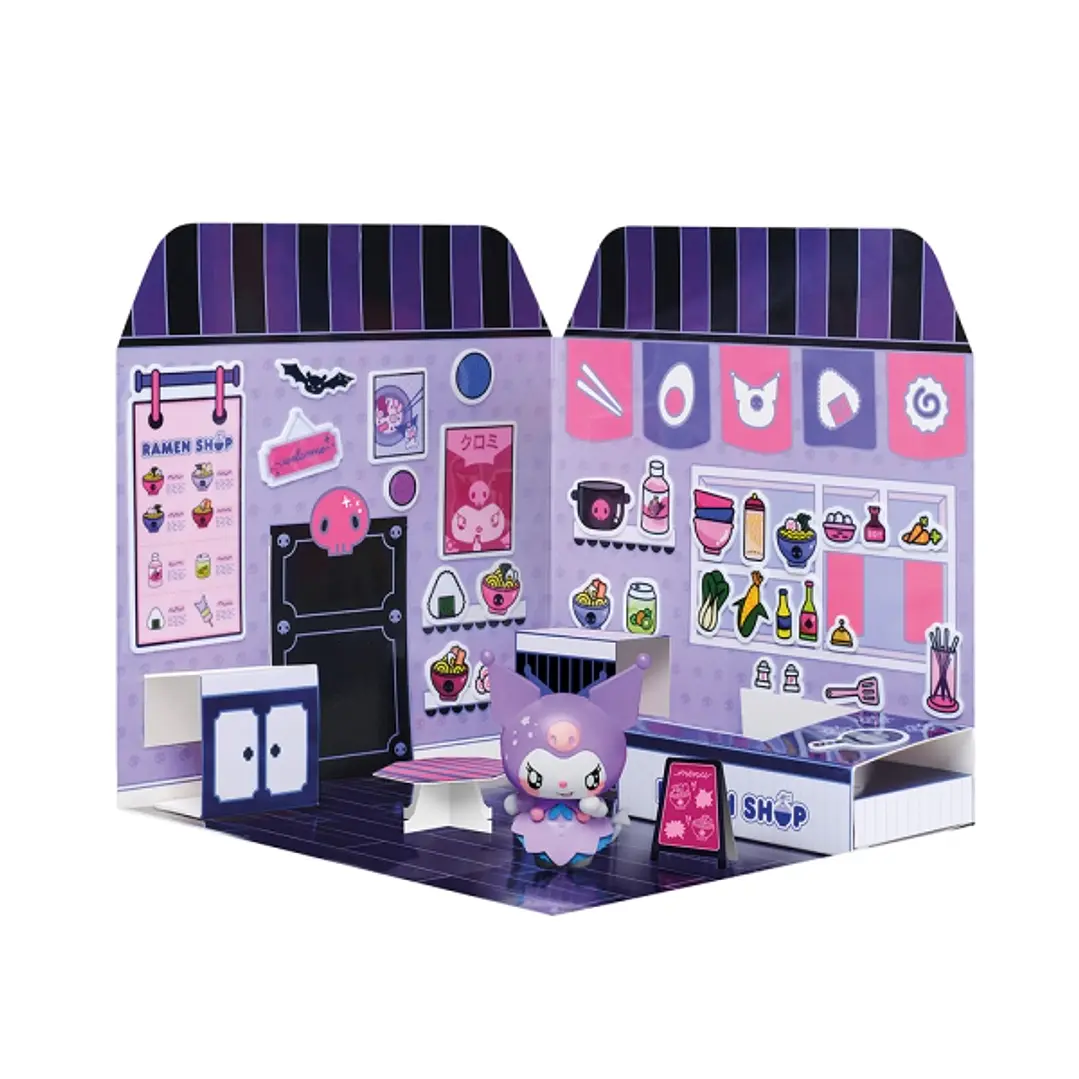 Comansi Sticker House Kuromi Ramen Shop - Incluye Figura - Stickers Lavables -  Escenario Adorable - Juego Creativo 1