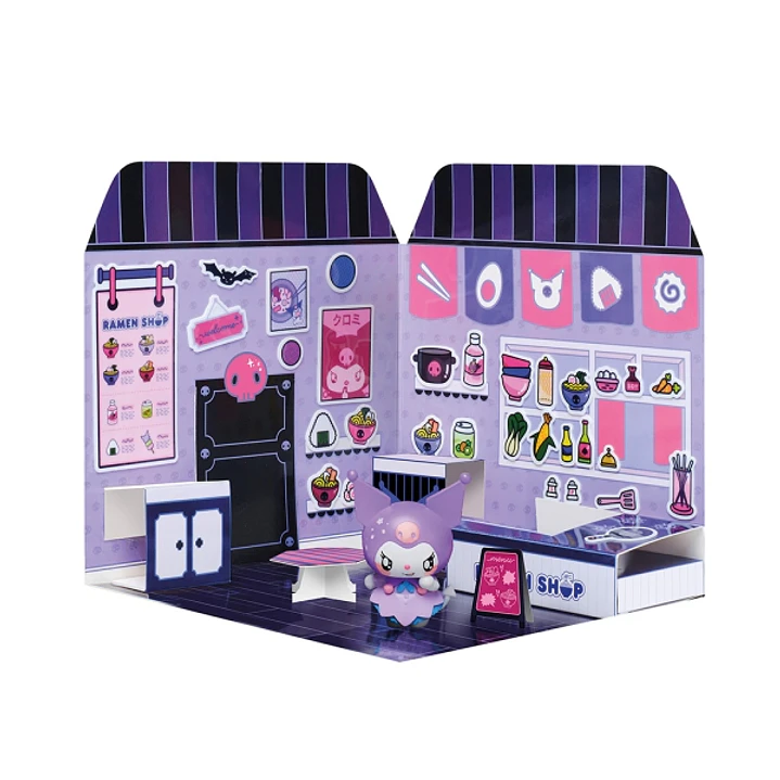 Comansi Sticker House Kuromi Ramen Shop - Incluye Figura - Stickers Lavables -  Escenario Adorable - Juego Creativo 1