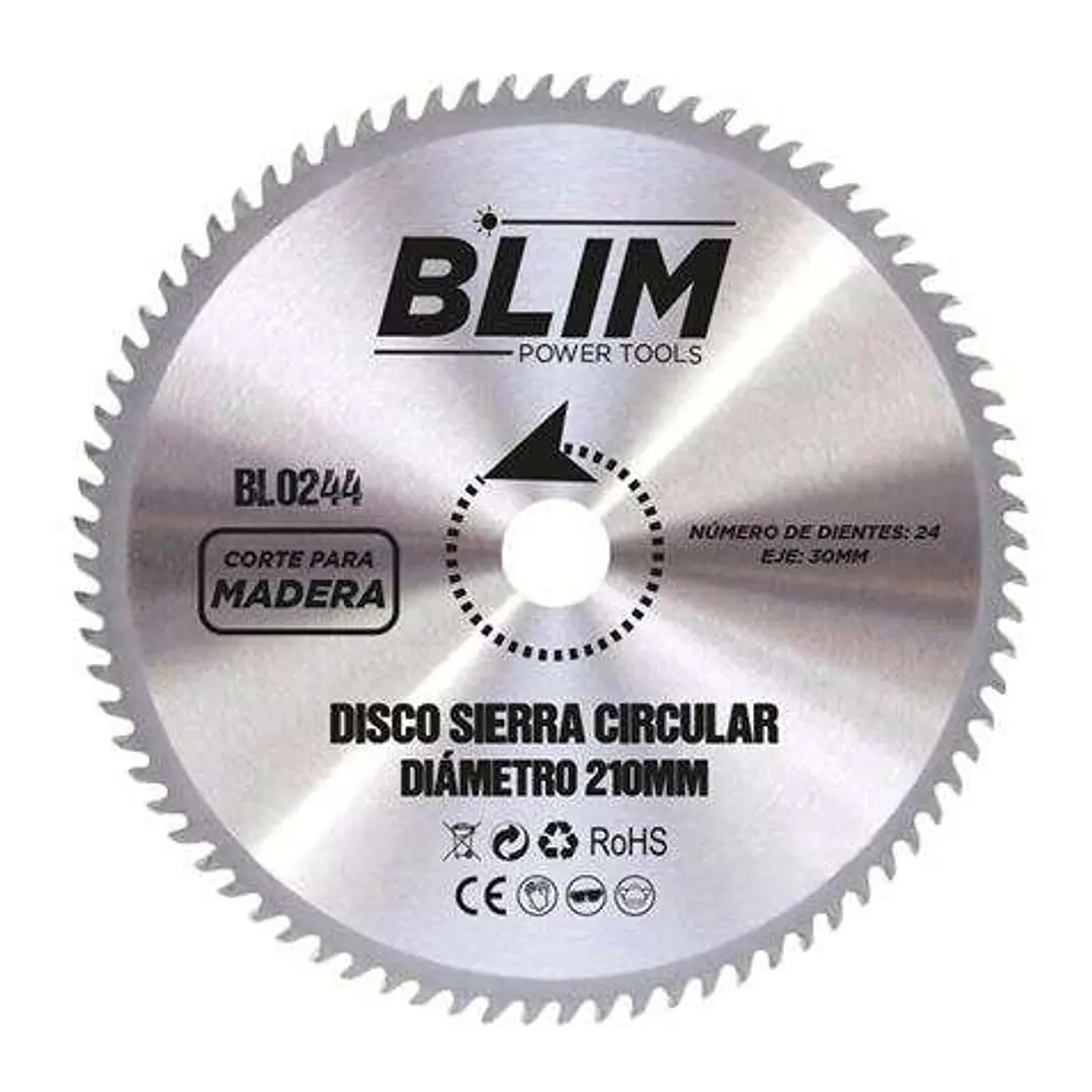 Blim Disco Corte de Madera para Sierra 210mm - 24 Dientes con Recubrimiento en Carburo de Tungsteno 1