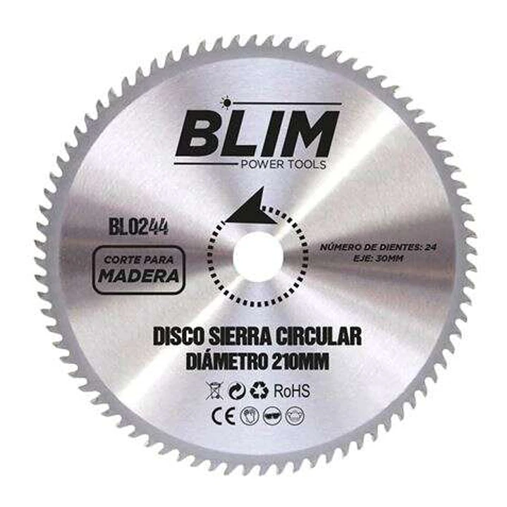Blim Disco Corte de Madera para Sierra 210mm - 24 Dientes con Recubrimiento en Carburo de Tungsteno 1