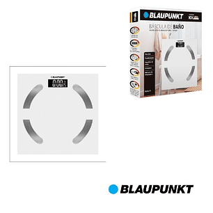 Blaupunkt BP5009 Bascula de Bano Digital Extraplana - 180kg con Vidrio Templado - Sensores de Alta Precision - Pantalla LCD con Indicador de Temperatu