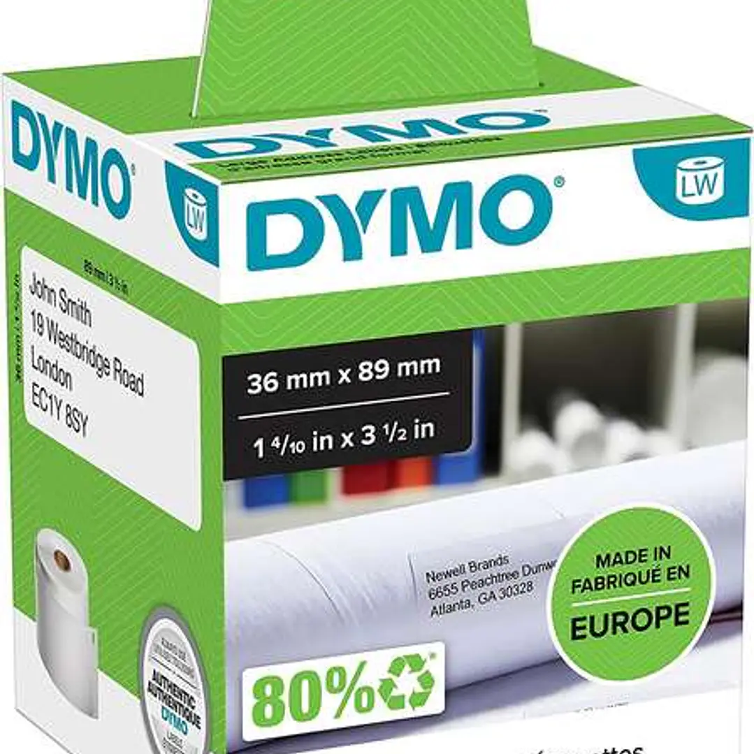 Dymo LW 99012 Etiquetas Originales de Direccion Grandes Autoadhesivas - 36x89mm - 520 Unidades - S0722400 1
