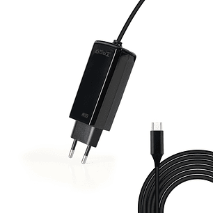 Tooq Cargador de Portatil GaN USB-C/PD 65W - Cable de 1.80m - Color Negro