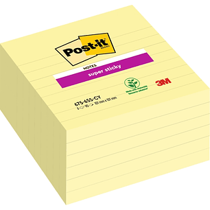 Post-It Super Sticky Pack de 6 Blocs de 90 Notas Grandes Adhesivas Reposicionables - 101x101mm - Color Amarillo Claro