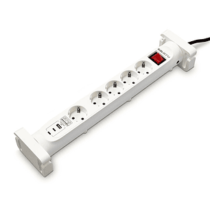 Salicru Regleta SPS SAFE 5S+ Protectores Electricos Activos de Ultima Generacion - 5 Tomas Schuko - 1xUSB-A, 2xUSB-C - Color Blanco